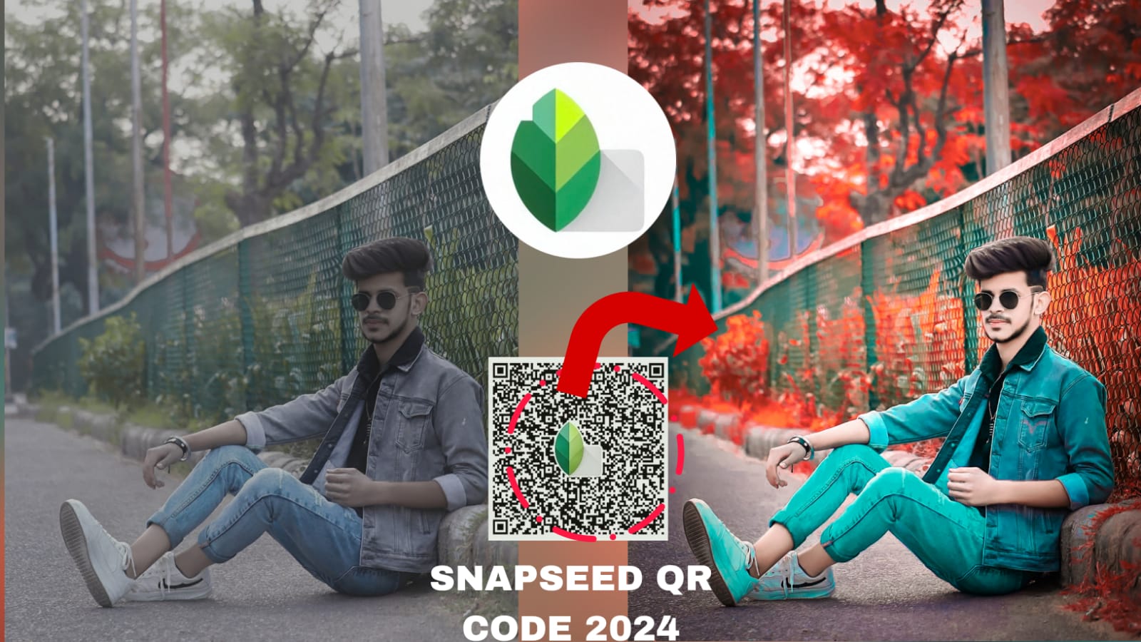 snaseed red tone qr code for snapseed app and face smooth